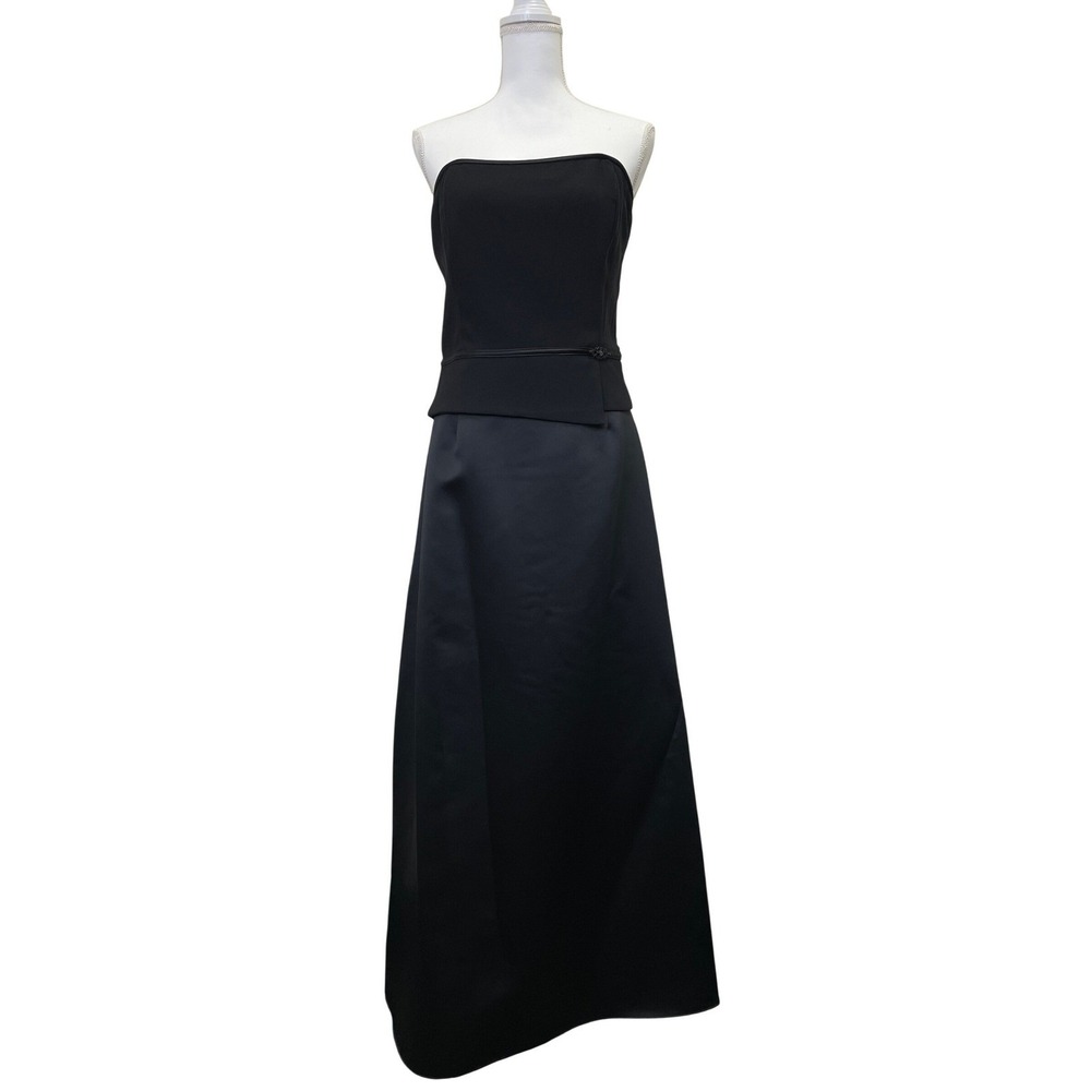 Scott McClintock Millennium 2000 Black Satin Peplum Formal Gown Dress S